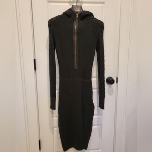Black knit zip hoodie sweater dress by Jonny Cota